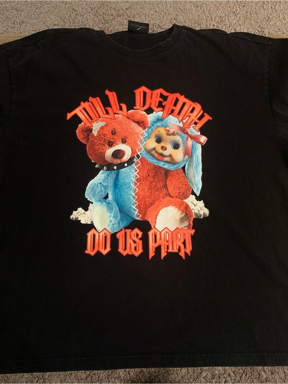 Teddy Fresh Till Death Do As Part Tee Top T-shirt Black Large